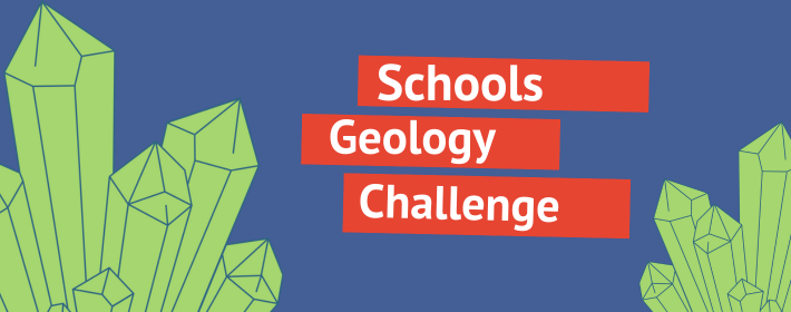 schools geology challenge with green crystal graphics either side of wording